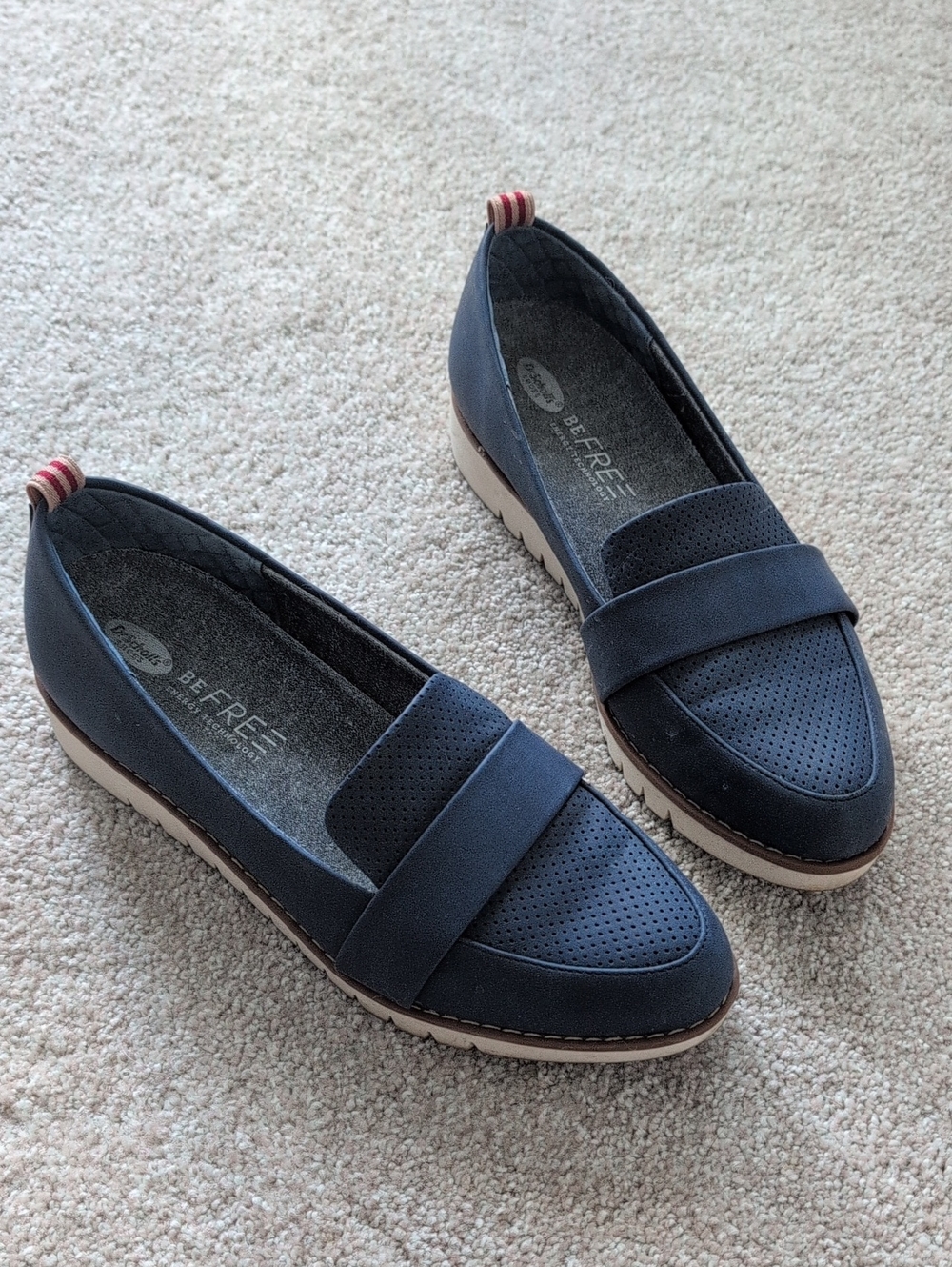 Dr. Scholl's Navy Perforated Penny Loafers for Women